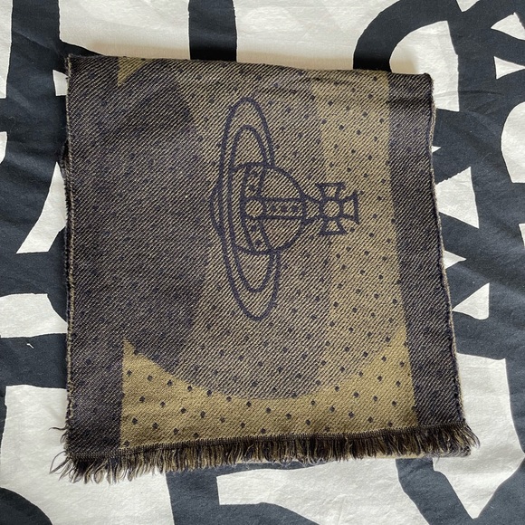 VIVIENNE WESTWOOD ORBIT LOGO WOOL LONG SCARF ITALY - Picture 4 of 9